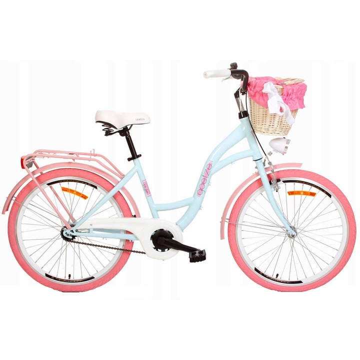 Bелосипед Goetze Style, 1 скоростен, Kолела 24", 125-165 cm височина, Син/Розов