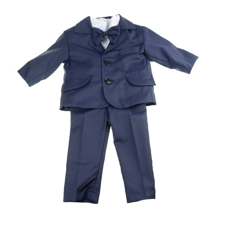 Costum de botez pentru baieti 5 piese Mini Junior CEB-14-3-6-luni, Bleumarin 3-6 luni