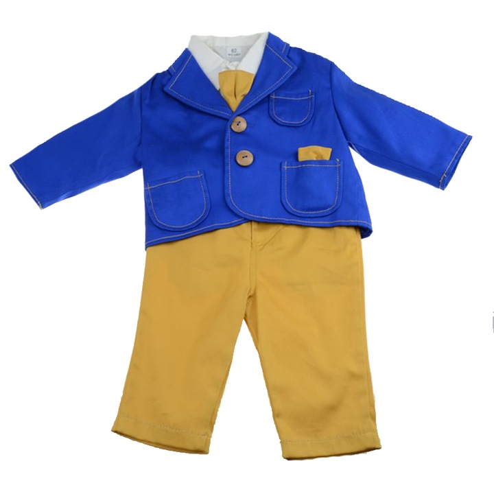 4 részes keresztelőruha fiúknak Mini Junior CEB-46, Multicolor, 0-3 hónap
