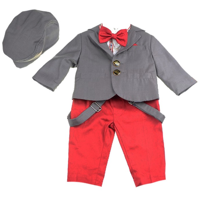 Costum de botez 6 piese pentru baieti Mini Junior CEB-29, Multicolor, 62 cm