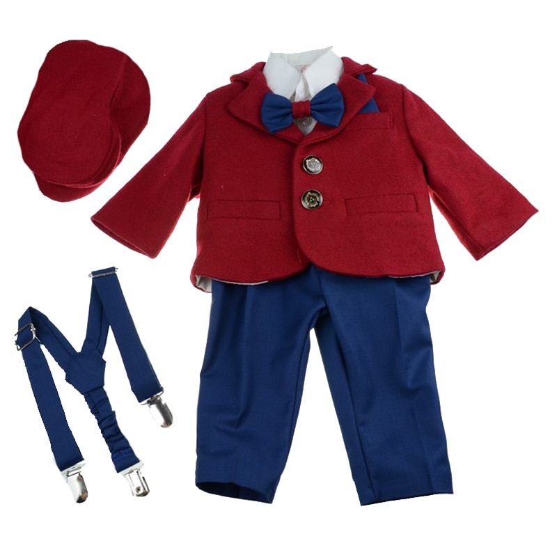 Costum de botez 6 piese pentru baieti Mini Junior CEB-51, Multicolor, 0-3 luni