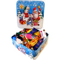Pachet cadou, cutie cu decor de craciun, cu mix de bomboane Bucuria