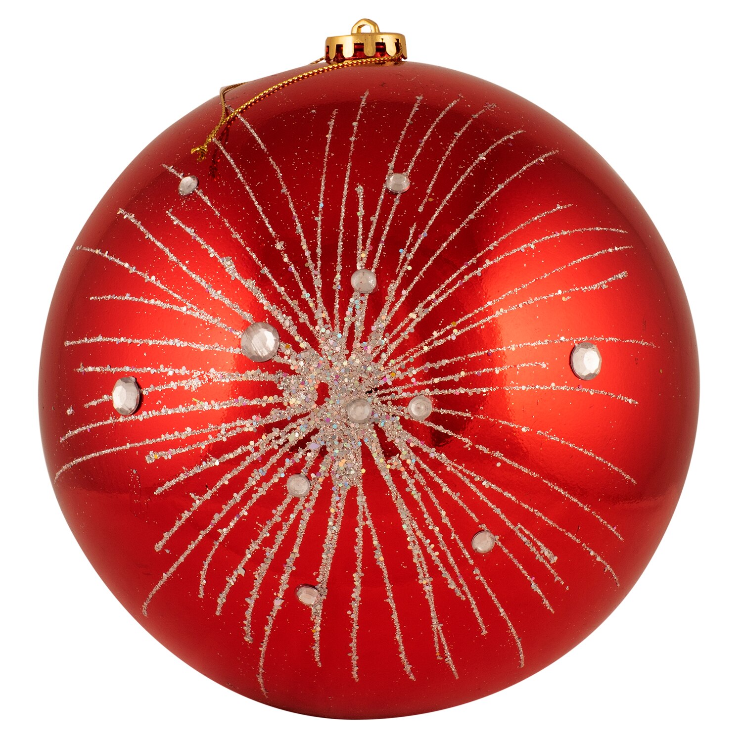 Glob Holly Giant Red, decorat cu cristale, 20 cm, rosu