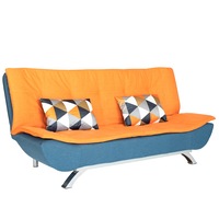 Canapea extensibila Oslo, albastru/portocaliu,stofa, 114x200 cm