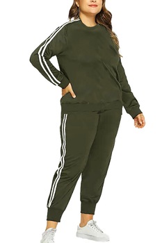 Compleu sport dama Eva Stripes, bumbac, Rosu Compleu sport dama Eva Stripes, bumbac, Rosu