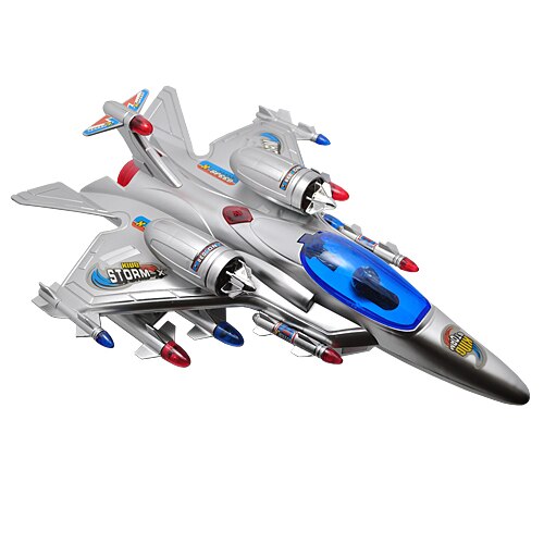 Avion de jucarie multicolor cu rotire 360, lumini si sunete