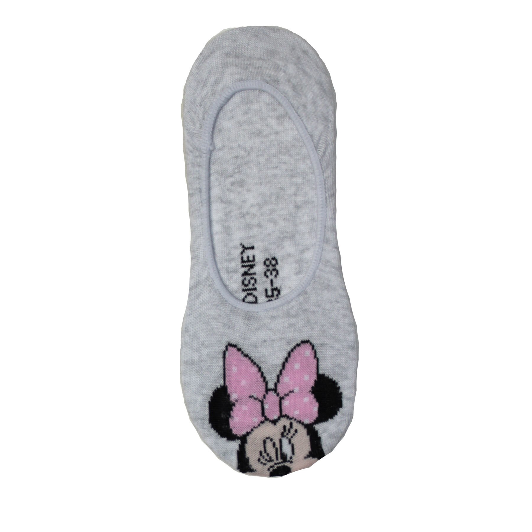 Sosete scurte, Minnie cu fundita roz, gri