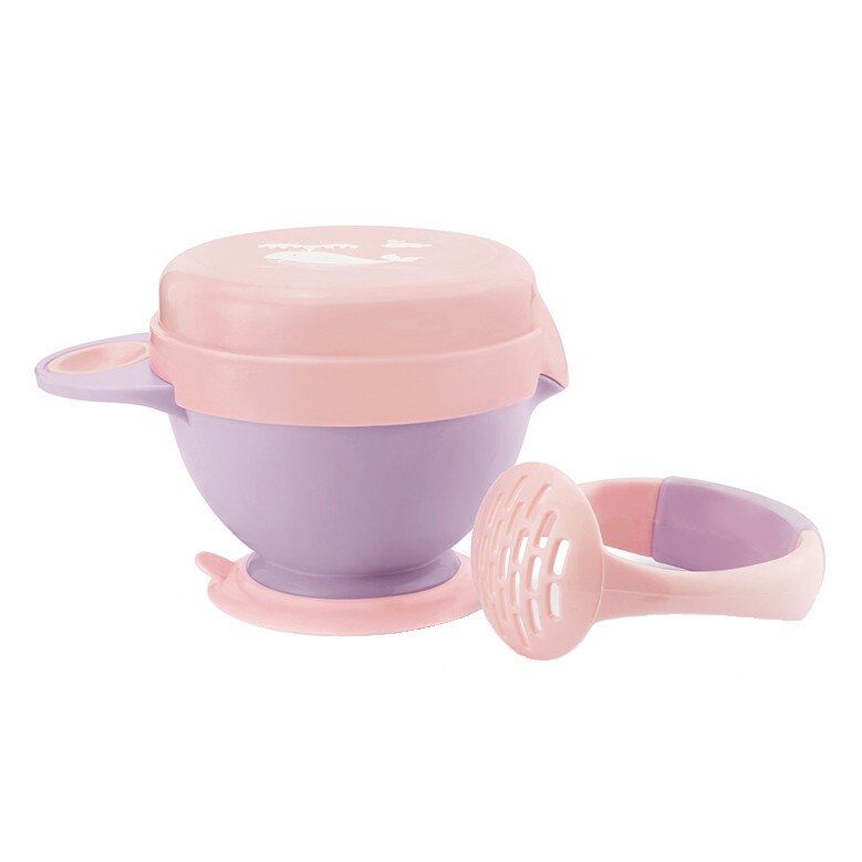 Set Castron bebelusi multifunctional pentru diversificare hrana, ZENNIC, 6 piese, cu ventuza anti-rasturnare ROZ