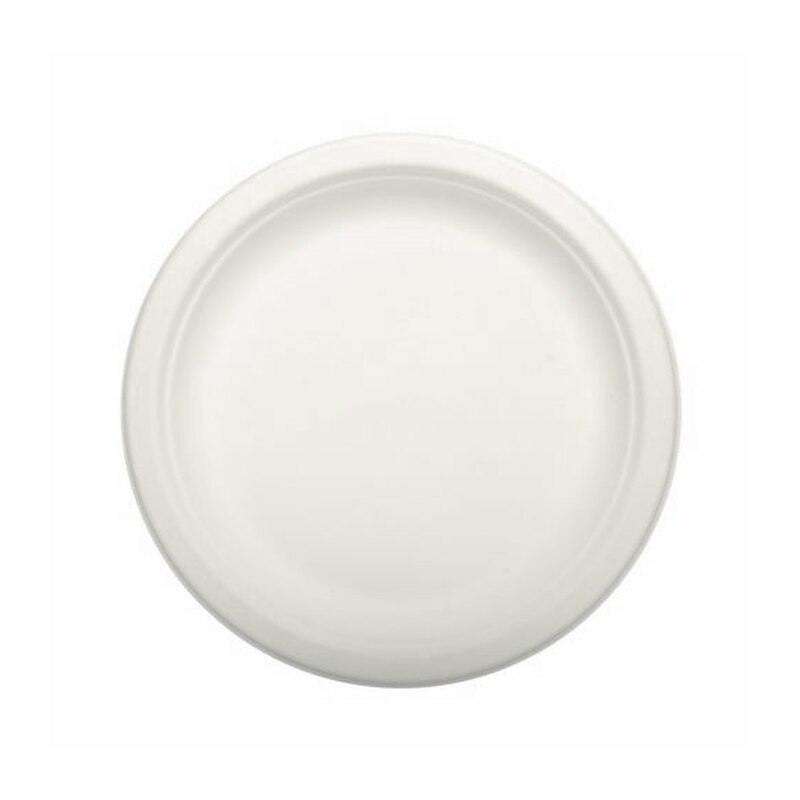 Set 50 farfurii intinse, diametru 180mm, alb, din trestie de zahar