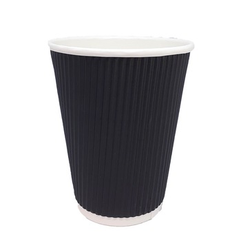 Set 50 Pahare din Carton, 12 Oz (400 ml), Model Ripple Wall, Negre Set 50 Pahare din Carton, 12 Oz (400 ml), Model Ripple Wall, Negre