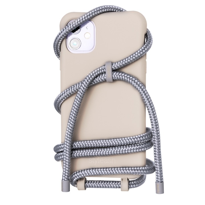 Husa pentru smartphone si colier detasabil, Styleash, iPhone X si iPhone XS, culoare Grey
