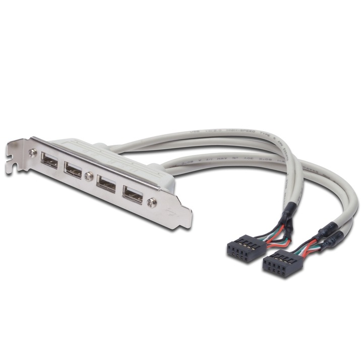 DIGITUS слот панел 4xUSB/A към IDC 2x10Pin мъжка/мъжка 0.25m