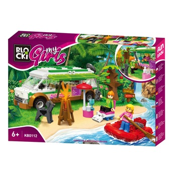 Joc constructie Blocki, Rulota camping, 240 piese, Robentoys® Joc constructie Blocki, Rulota camping, 240 piese, Robentoys®