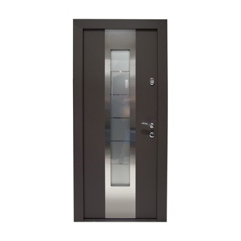 Usa metalica pentru exterior casa , maro,geam tripan , dreapta 860x2050mm Usa metalica pentru exterior casa , maro,geam tripan , dreapta 860x2050mm