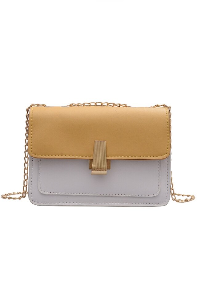 Geanta de dama Leah galbena din piele ecologica, 20 x 14 x 7 cm