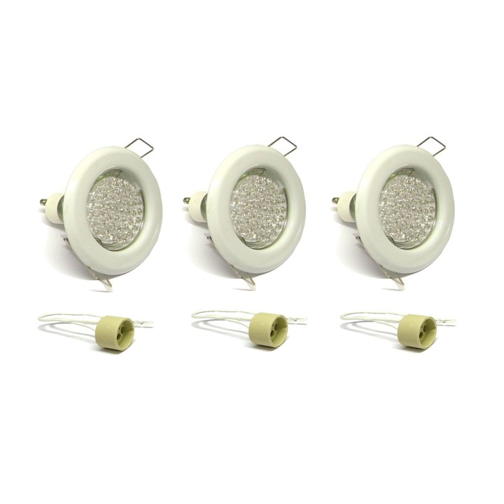 LED izzó szett kerettel , 3db spot izzó 3db foglalattal 3db keret GU10 2,4W 170lm meleg fehér