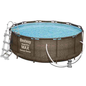 Piscina cu cadru Steel Pro Max Rattan 366 x 100 cm cu accesorii Piscina cu cadru Steel Pro Max Rattan 366 x 100 cm cu accesorii