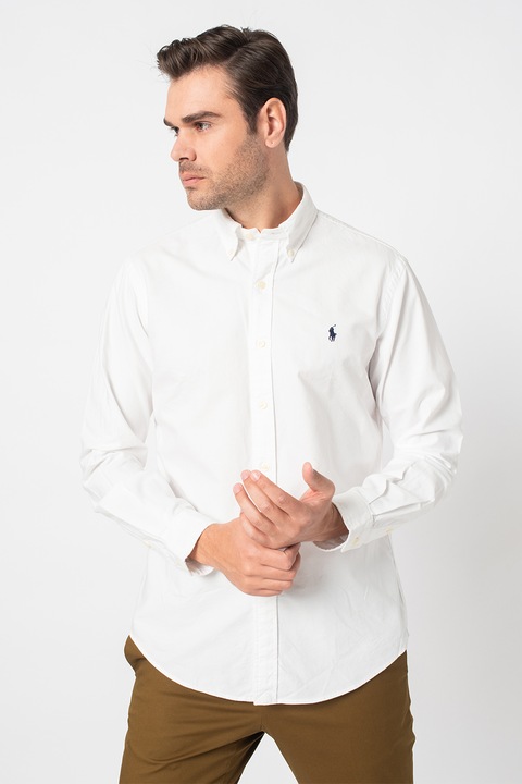 Polo Ralph Lauren, Camasa regular fit cu guler fixat cu nasturi, Alb