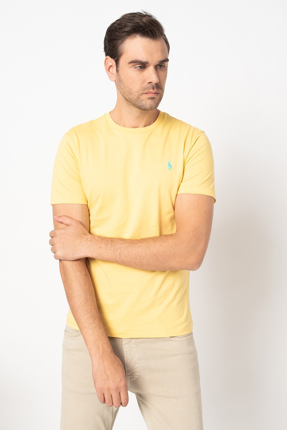 Polo Ralph Lauren, Tricou polo slim fit de bumbac Classics, galben pal