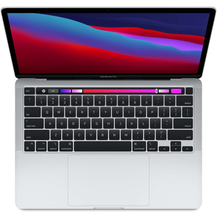 Laptop Apple MacBook Pro 13-inch, True Tone, procesor Apple M1, 8 nuclee CPU si 8 nuclee GPU, 8GB, 512GB SSD, Silver, ROM KB