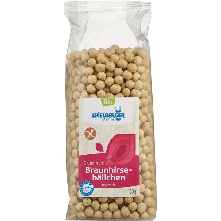 Bilute din mei maro neindulcite, fara gluten bio, 150g, Spielberger
