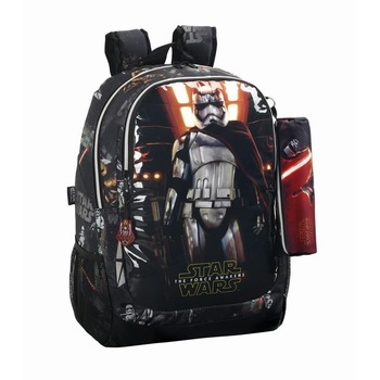 Set Ghiozdan + penar ,Star Wars VII,44 x 32 x16 cm, Negru/Rosu Set Ghiozdan + penar ,Star Wars VII,44 x 32 x16 cm, Negru/Rosu