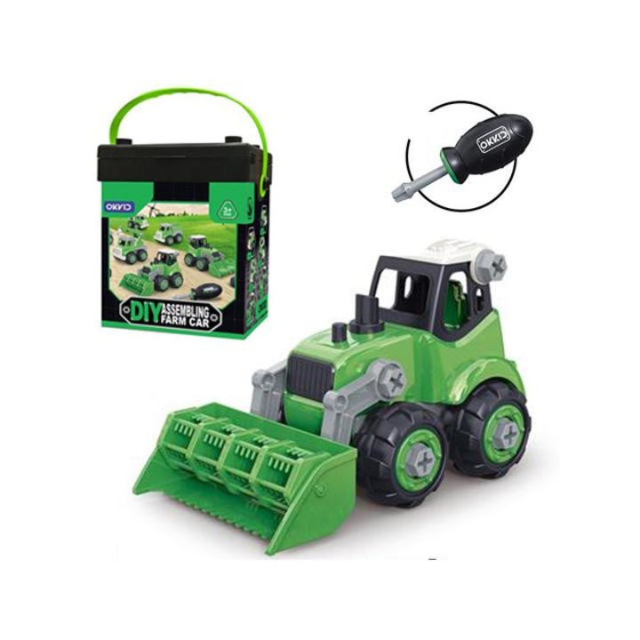 Magic Toys 490144 DIY csináld magad összeszerelhető mezőgazdasági munkagép csavarhúzóval tárolódobozban