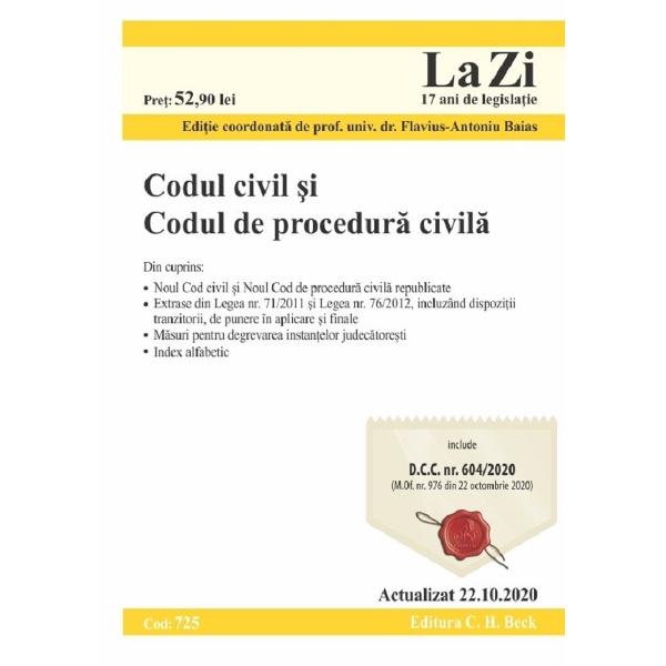 Codul civil si Codul de procedura civila. Actualizat 22.10.2020