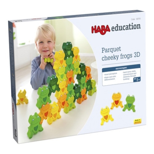 Joc de sortare si stivuire Broscutele Indraznete 3D, Haba Education, 25 piese, +1 an