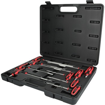 Set chei torx cu gaura, cu maner T, TB10-TB50, KS Tools, 9 piese, Negru/Rosu Set chei torx cu gaura, cu maner T, TB10-TB50, KS Tools, 9 piese, Negru/Rosu