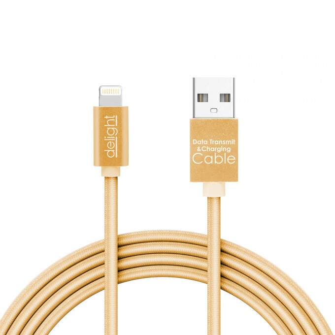 Cablu de date, iPhone lightning, cu lumina LED, auriu, 1 m, auriu