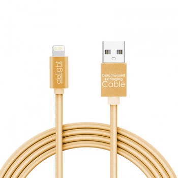 Cablu de date, iPhone lightning, cu lumina LED, auriu, 1 m, auriu Cablu de date, iPhone lightning, cu lumina LED, auriu, 1 m, auriu