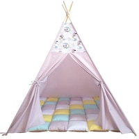 Cort teepee Mermaid Minnie si saltea patchwork, bumbac, 100x100x170 cm