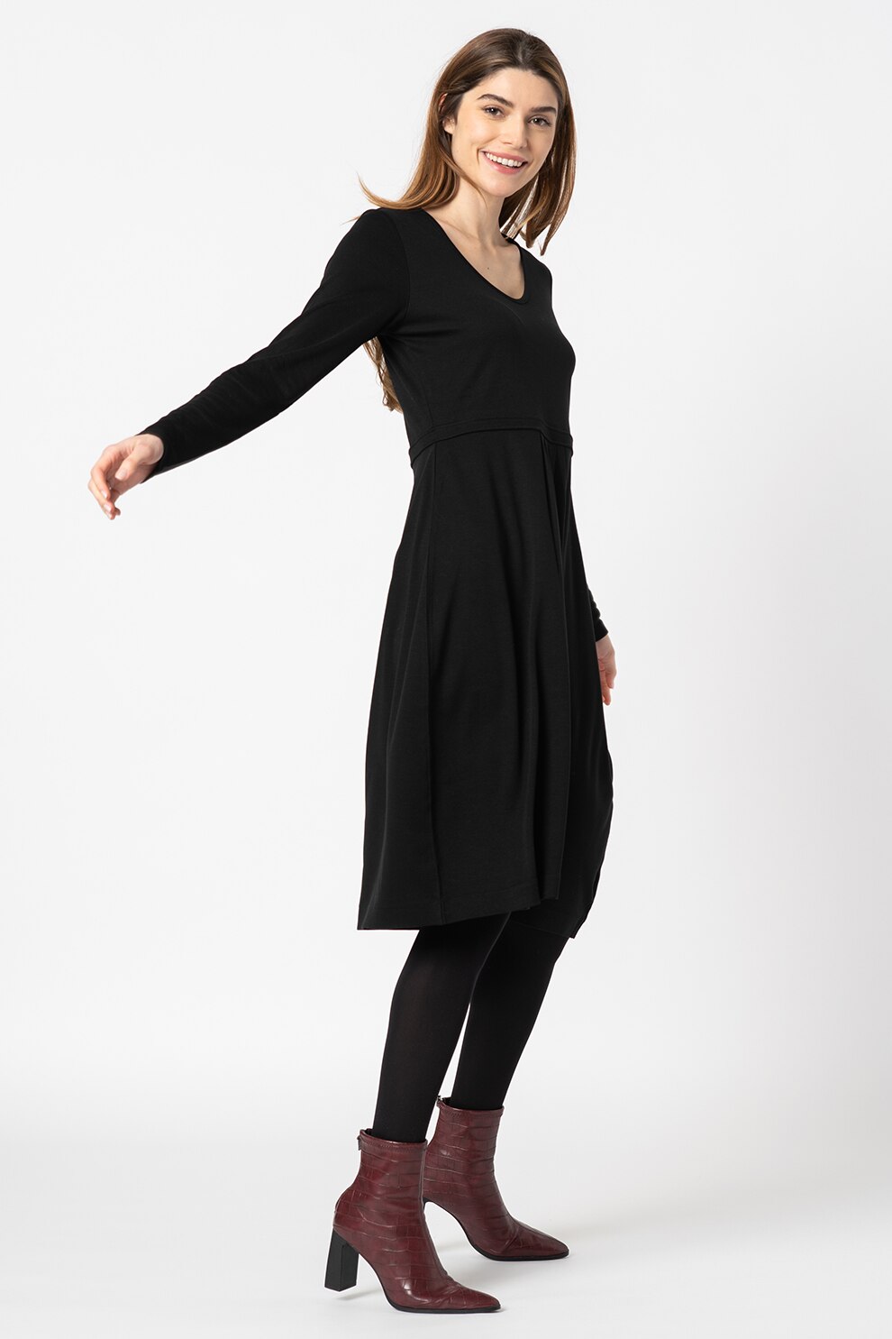 Marc O'Polo, Rochie de lyocell cu decolteu rotund, Negru, L
