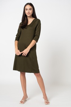 Marc O'Polo, Rochie cu croiala in A si decolteu in V, Verde militar Marc O'Polo, Rochie cu croiala in A si decolteu in V, Verde militar