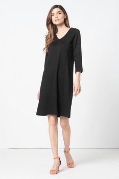 Marc O'Polo, Rochie cu croiala in A si decolteu in V, Negru Marc O'Polo, Rochie cu croiala in A si decolteu in V, Negru