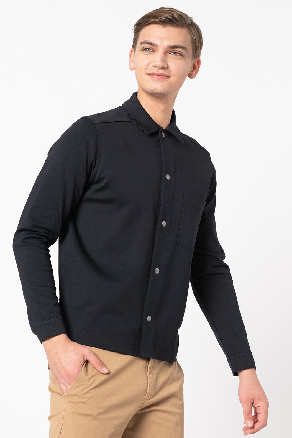 Marc O'Polo, Camasa cu maneci lungi si buzunar pe piept, Bleumarin