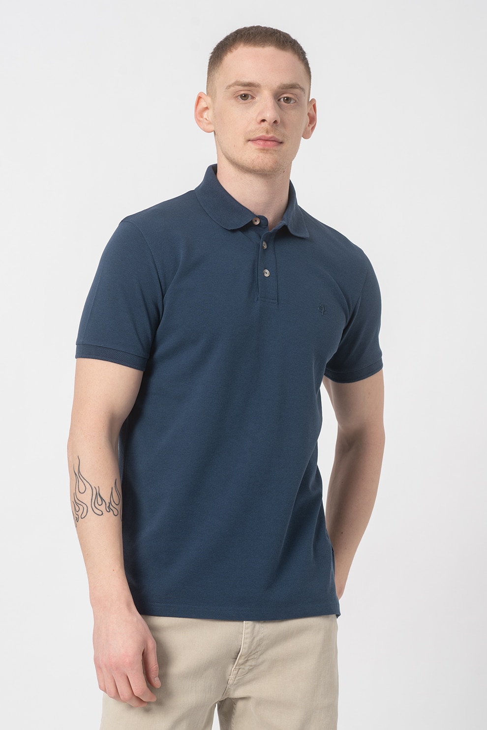 Marc O'Polo, Tricou polo din amestec de lyocell, Albastru inchis