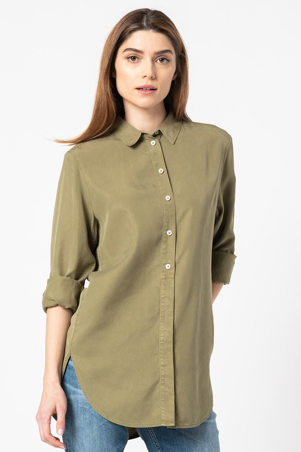 Marc O'Polo, Camasa vaporoasa de lyocell, Verde oliv