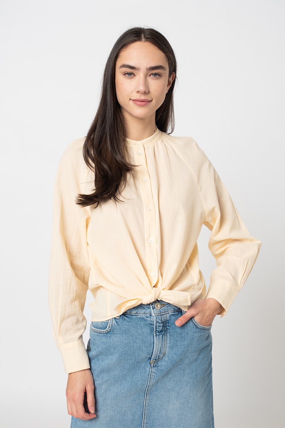 Marc O'Polo, Camasa tip tunica cu maneci bufante, Oranj melange deschis