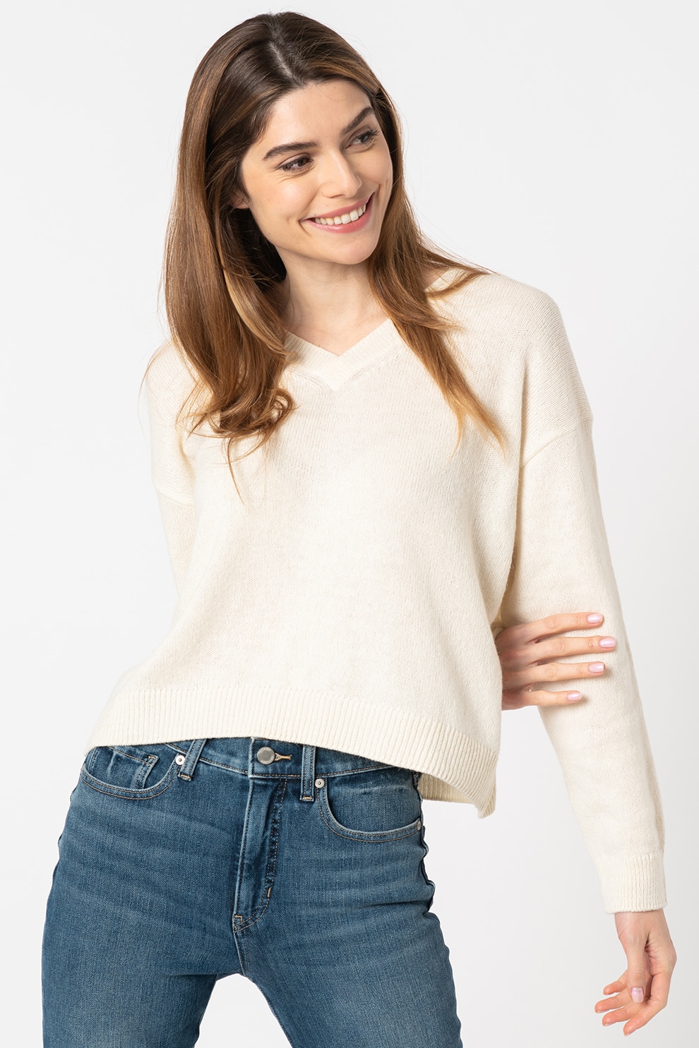 Marc O'Polo, Pulover din amestec de lana alpaca, Crem, XL