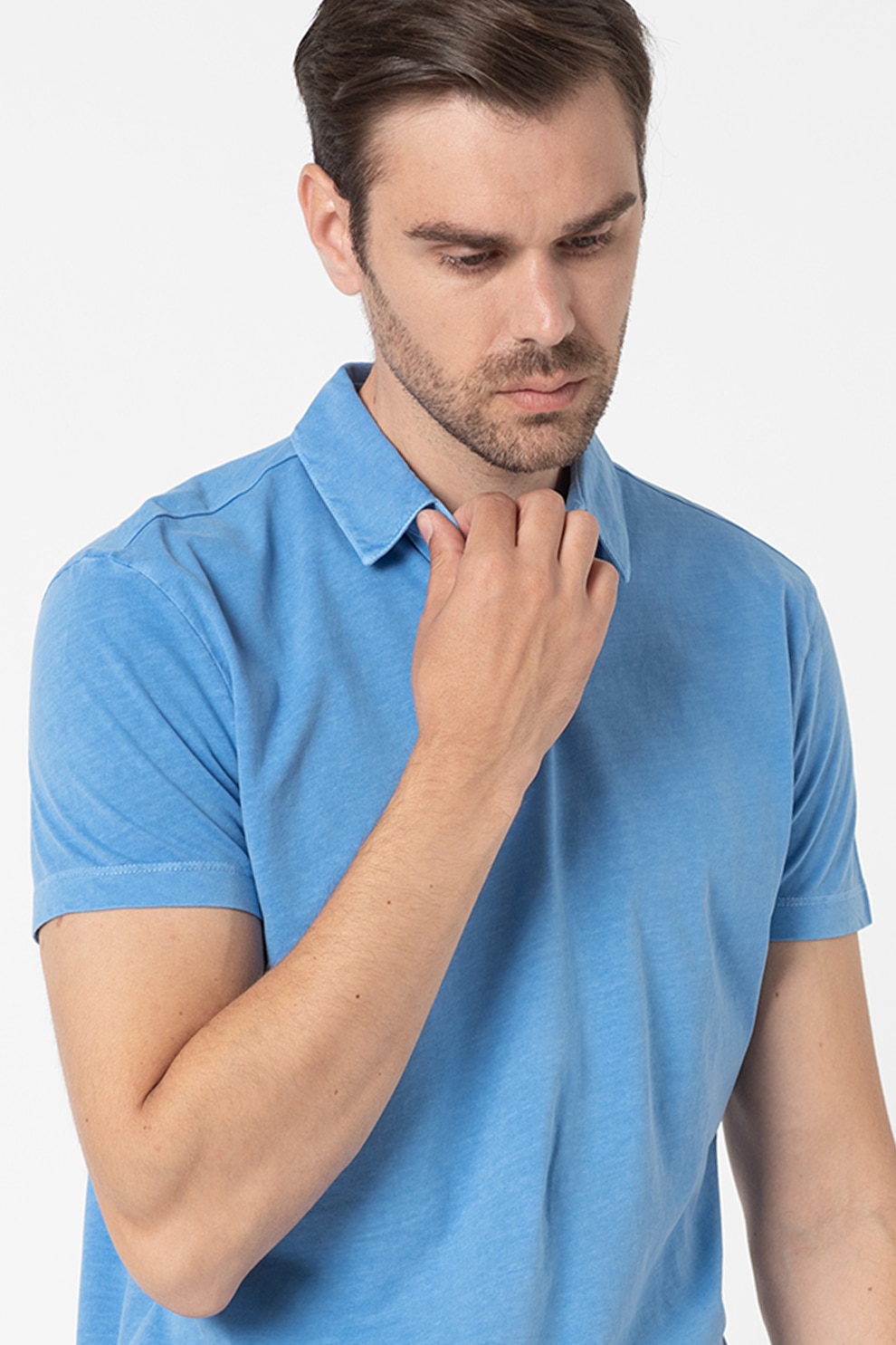 Marc O'Polo, Tricou polo regular fit de bumbac organic, Albastru lavanda, S