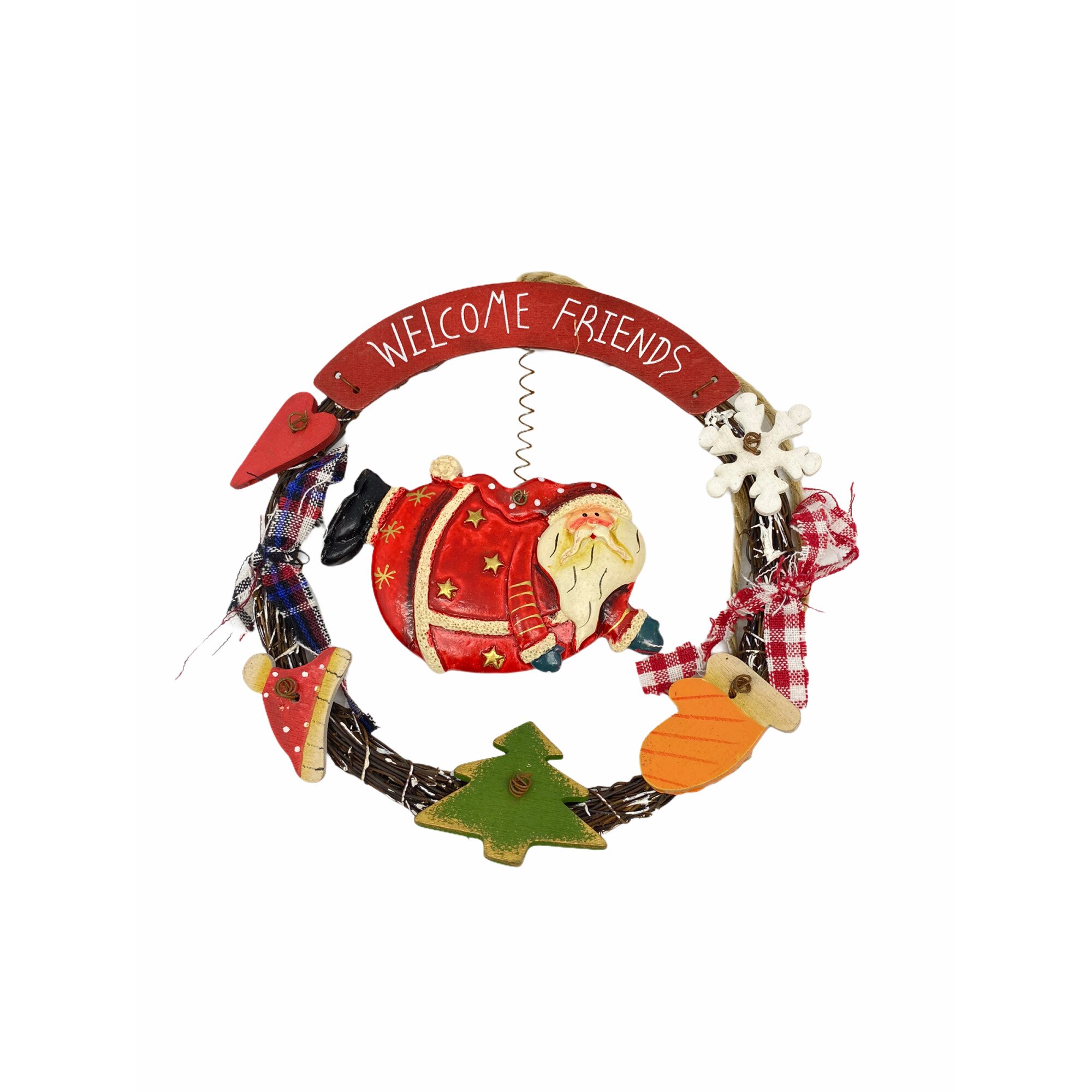 Decoratiune Welcome Mos Craciun, Atelier, Lemn/Plastic, Multicolor