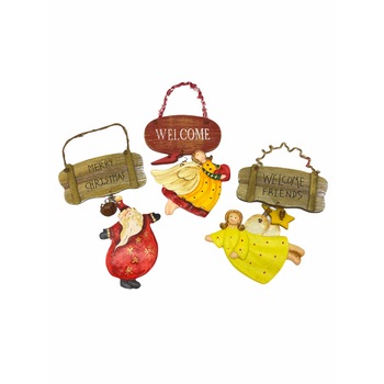 Set 3 decoratiuni brad, Ingeras, Mos Craciun, Atelier, Ceramica/Lemn Set 3 decoratiuni brad, Ingeras, Mos Craciun, Atelier, Ceramica/Lemn