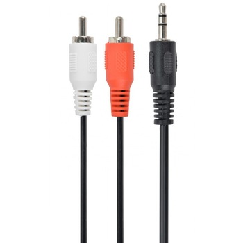 Cablu audio jack 3.5mm 3 pini tata la 2 x RCA tata, Gembird, lungime 2.5 m, in blister, negru Cablu audio jack 3.5mm 3 pini tata la 2 x RCA tata, Gembird, lungime 2.5 m, in blister, negru
