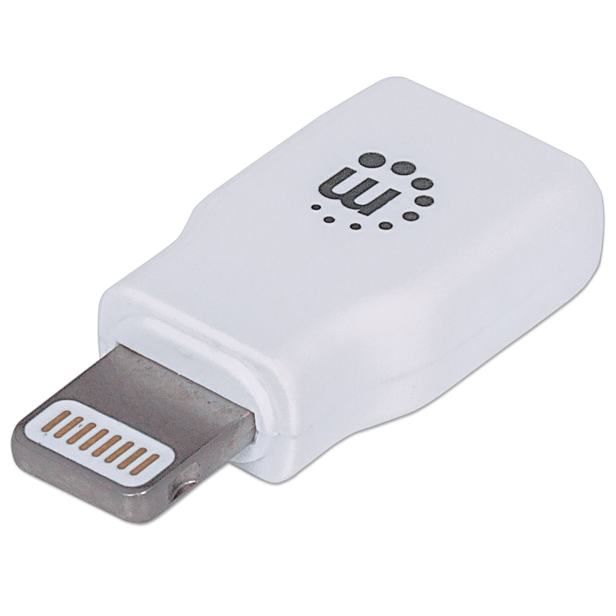 Adaptor Manhattan, MicroUSB-B mama >lightning tata, alb