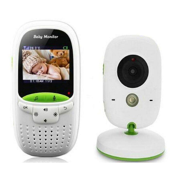 Смарт бебефон с камера и дисплей SVision, Full HD, 2 мегапиксела, 2.4GHz,двупосочно аудио , нощен режим , запаметени приспивни песнички , бял