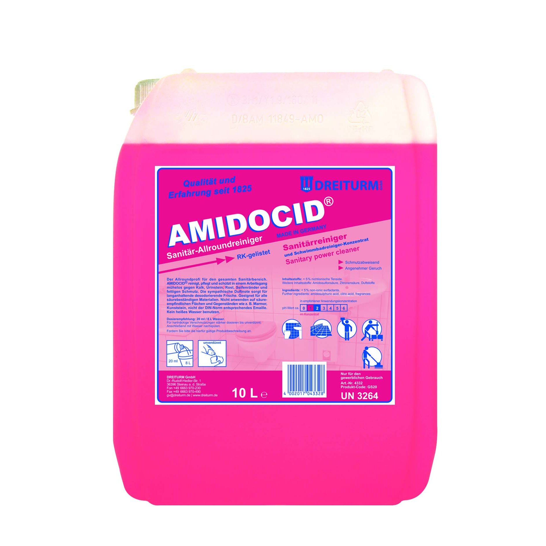 Detergent sanitar lichid, concentrat , Amidocid 10 l