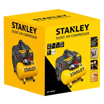 Compresor Stanley SILTEK DST 100/8/6, 1 CP, 230 V, 2 cilindrii, 6 l capacitate vas expansiune, 105 l/min debit aer Compresor Stanley SILTEK DST 100/8/6, 1 CP, 230 V, 2 cilindrii, 6 l capacitate vas expansiune, 105 l/min debit aer