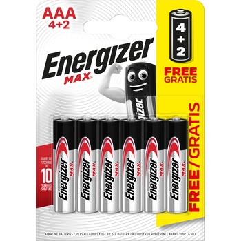 Set 6 baterii Energizer Max Alkaline Power E92 LR03/4+2BP Set 6 baterii Energizer Max Alkaline Power E92 LR03/4+2BP